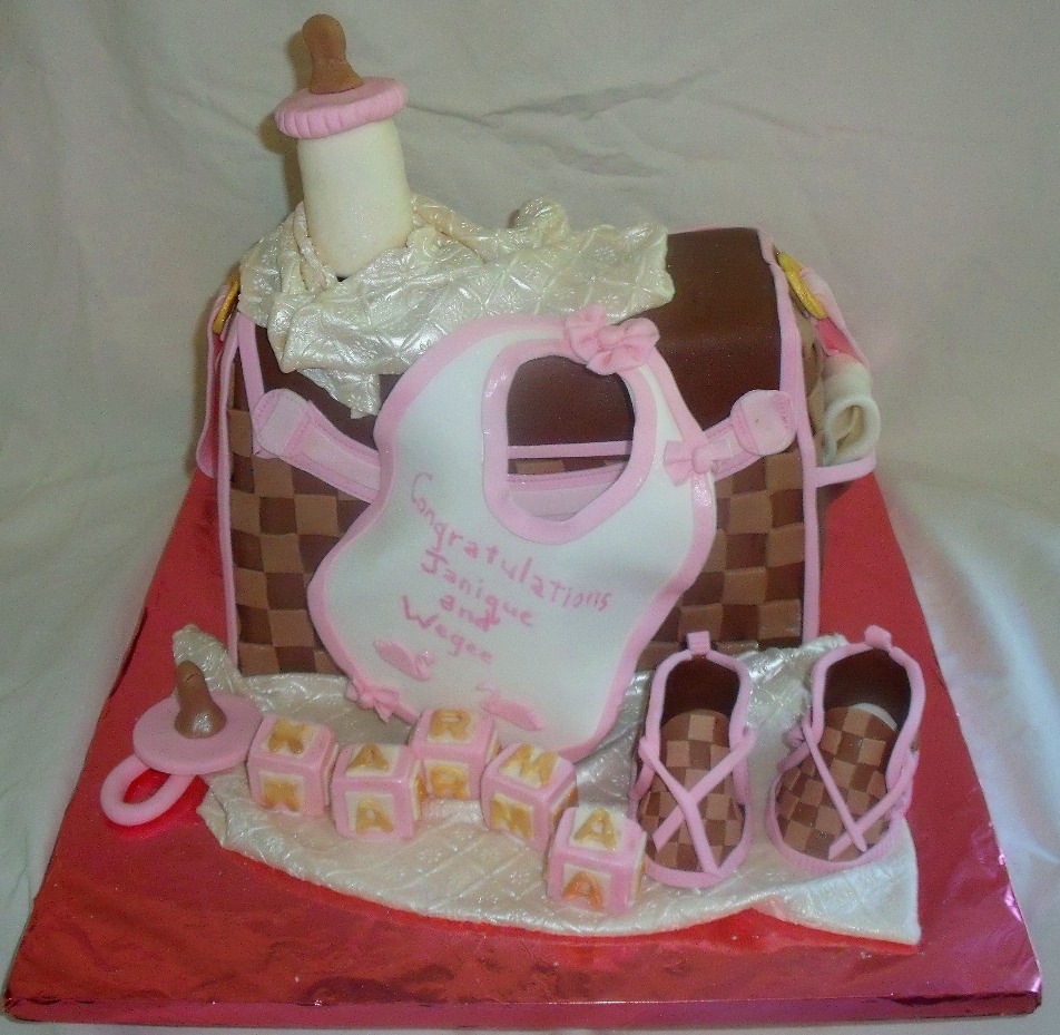 Baby Diaper Bag Louis Vuitton Brown Checkerboard Pattern Fondant Cake main view