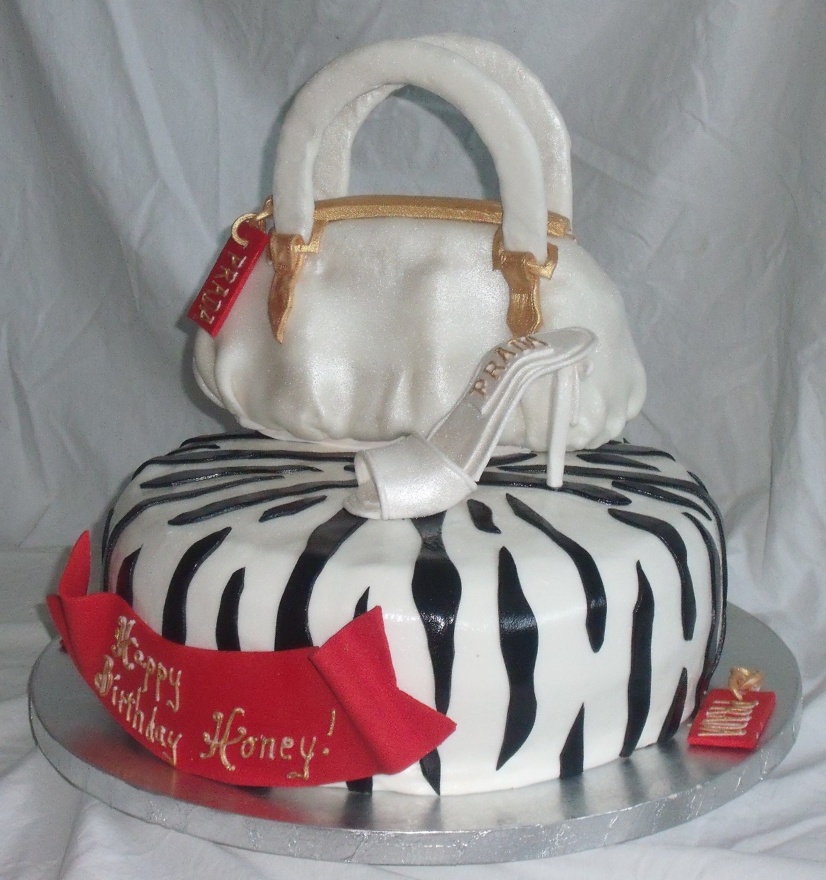 Red And White Purse Shoe Black Zebra Striped Cake View 1 View Full Size Slideshow