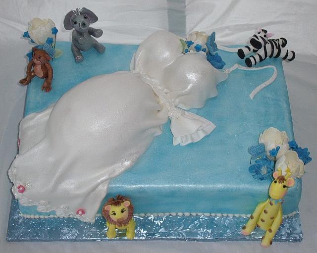 Pregnant Baby Shower CakeWith Jungle Animals