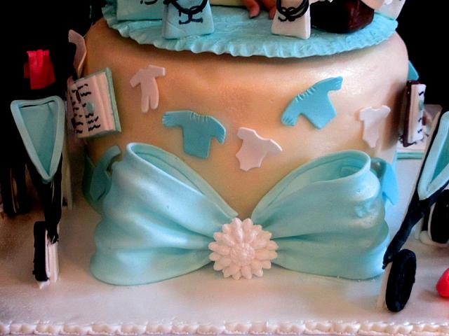 Edible Jeweled Bow On Baby Shower Cake