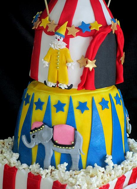 CircusThemeCakeGumpasteClownElephantCloseUp1