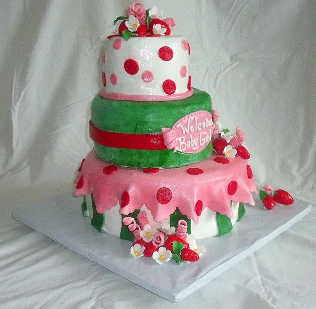 Strawberry Shortcake Baby Shower For Girl Fondant Cake view 1