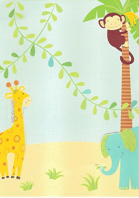 Invitation used to design jungle or safari cake with banana trees.