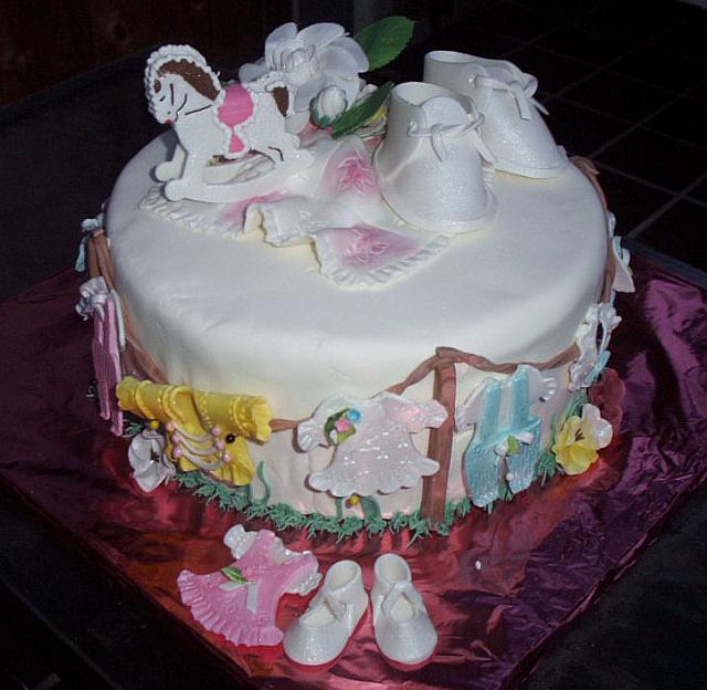 Baby Shower cake with edible clothes