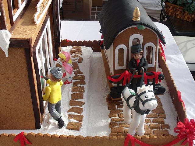 Sidewalk view of gingerbread creation