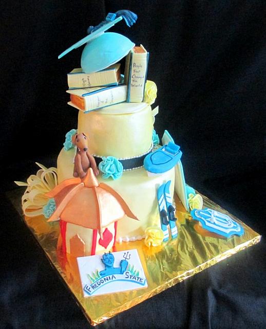 GraduationCakeMultiThemeSportsChineseDogLeftSide