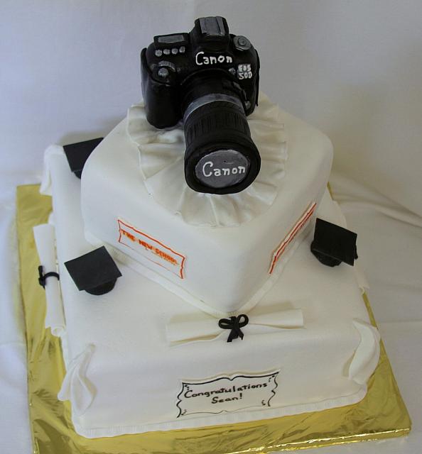 Graduation Cake With Photography Hobby top view