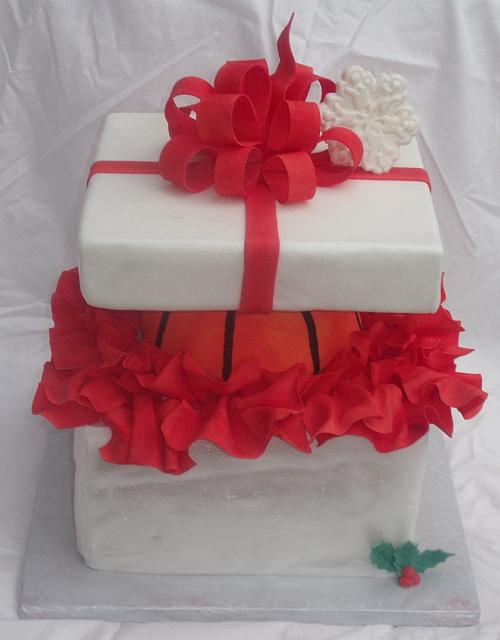 Basketball Present Cake or Sports Cake top view