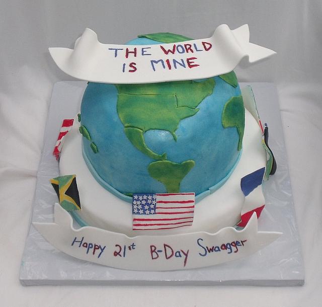 Globe And International Flags Cake main view
