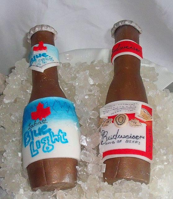 Edible Beer Bottles Budweiser Labatt close up