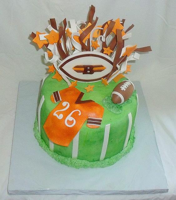 Football Theme Fondant Cake of Cleveland Browns top view