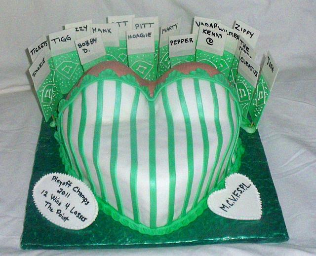 Baseball Themed Fondant Cake with Woman's Bust and Edible Baseball Tickets view 1