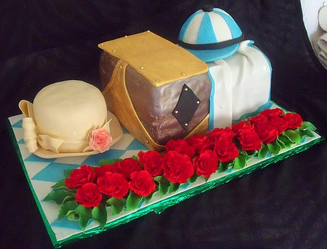 Kentucky Derby Horse Race Theme Fondant Cake main view