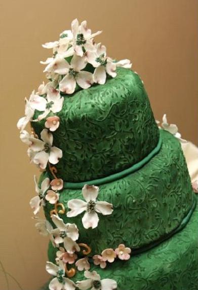 Green Wedding Cake Top Close Up