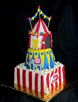 CircusThemeCakeWithTentPopcornAnimalsClownView2