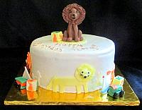 Lion Theme Fondant Cake With Children's Toys