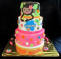 MonkeyDotsFlowersChildFondantCakeMain