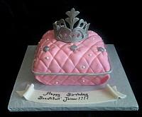 Pink Pillow Princess Crown Fondant Cake Main