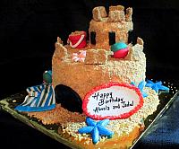 SandCastleCakeWithBeachTowelBallBucketStarfishView3