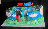 ThomasTheTrainOnNumberThreeCakeSideView