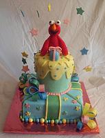 Elmo on Whimsical Colorful Cake