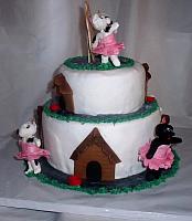 Ballerina Gumpaste Dogs With Doghouses Cake side view