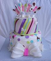 Whimsical Baby Shower Cake with Butterflies, Stripes, Dots, Bows