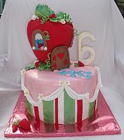 Strawberry Shortcake Theme House Cake Front View