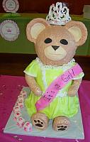 Giant Carved Teddy Bear Fondant Cake With Tiara - Stands 2 Feet Tall
