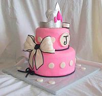 Barbie Princess Theme Fondant Cake with Crown, Bows side 1