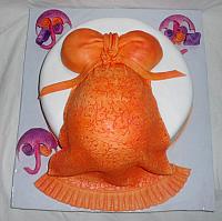 BabyShowerPregnantOrExpectantMotherOrangeDressFondantCakeMain