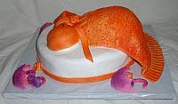 BabyShowerPregnantOrExpectantMotherOrangeDressSideView
