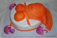 BabyShowerPregnantOrExpectantMotherOrangeDressView2
