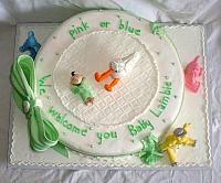 Baby Shower Stork Animals Fondant Cake top view