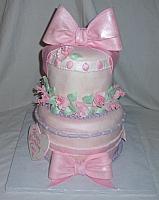 Whimsical Birthday Cake for Girl With Fantasy Flowers, Bows