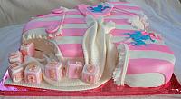 Edible Gumpaste Pink White Baby Blocks Close Up