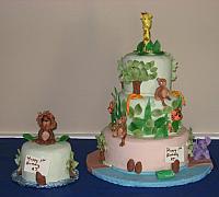 Jungle Animal cake for AJ Rossignol first birthday party
