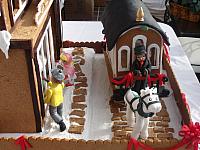 Sidewalk view of gingerbread creation