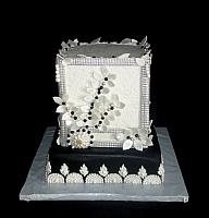 Art Deco or Great Gatsby Black and White Fondant Cake