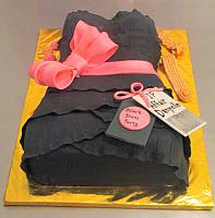 BlackPartyDressFondantCakeView2