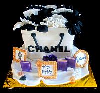 Fashionista Chanel Shopping Bag Cake with Framed Pictures, Books