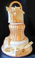 Fashionista Gold Ivory Purse Shoe Corset Tiered Fondant Cake View 2