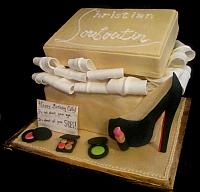 Fashionista Louboutin Shoebox Cake with 2-D Shoe, Edible Makeup, Tissue