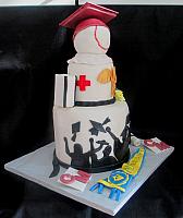 GraduationBaseballMedicalThemeCakeLeftSide