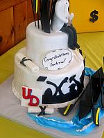 GraduationCakeWithCrewSportThemeLeftSideCloseUp