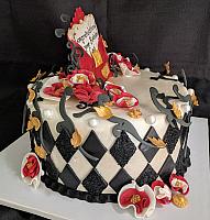 HarlequinFantasyFlowersGreetingCardBirthdayCakeSideView