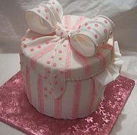 Back of pink Hat or Gift Box cake