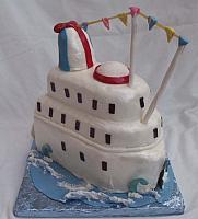Cruise ship cake - all decoration edible - handmade gumpaste decorations