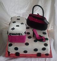 Hot Pink and Black Polka dot Shoebox, Purse, Shoe Fashion Cake