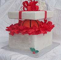 Basketball Present Cake with snowflake and holly